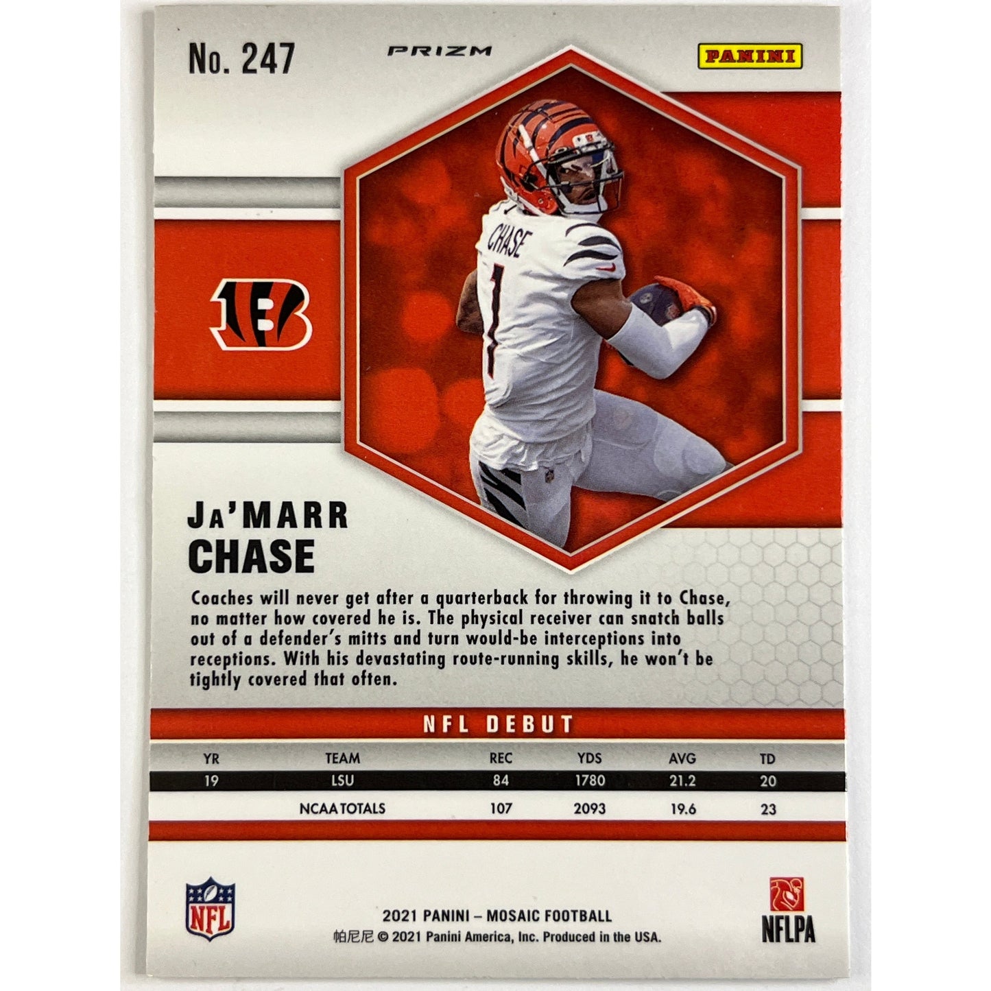 2021-22 Panini Mosaic Ja’marr Chase Pink Camo | Local Legends Cards & Collectibles