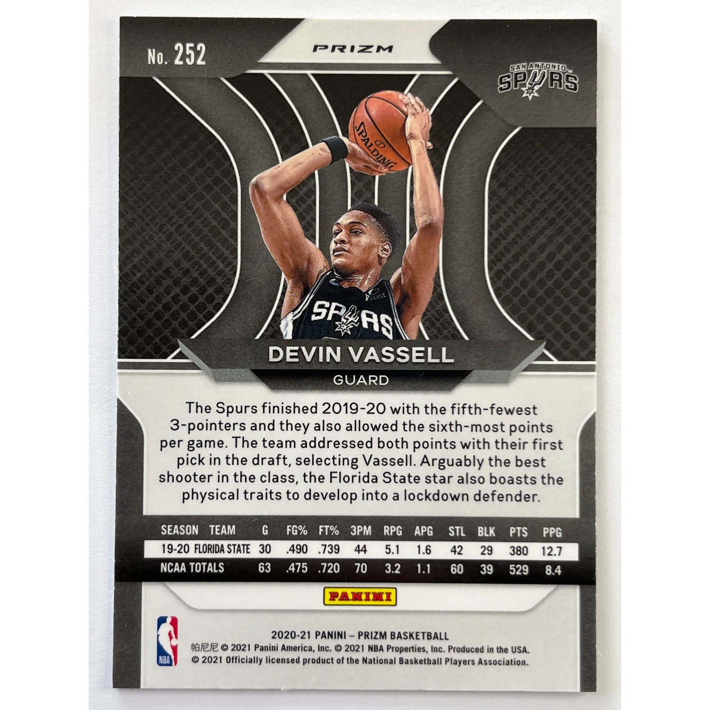 2019-20 Prizm Devin Vassell Silver Holo Prizm RC