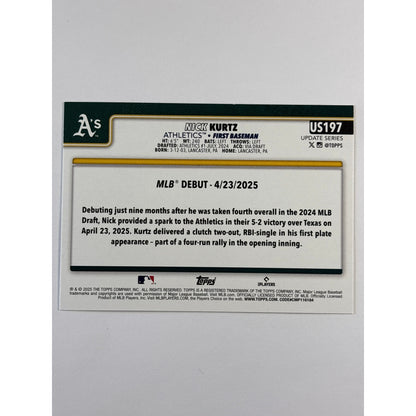 2025 Update Series Nick Kurtz Cracked Ice Foil RC | Local Legends Cards & Collectibles