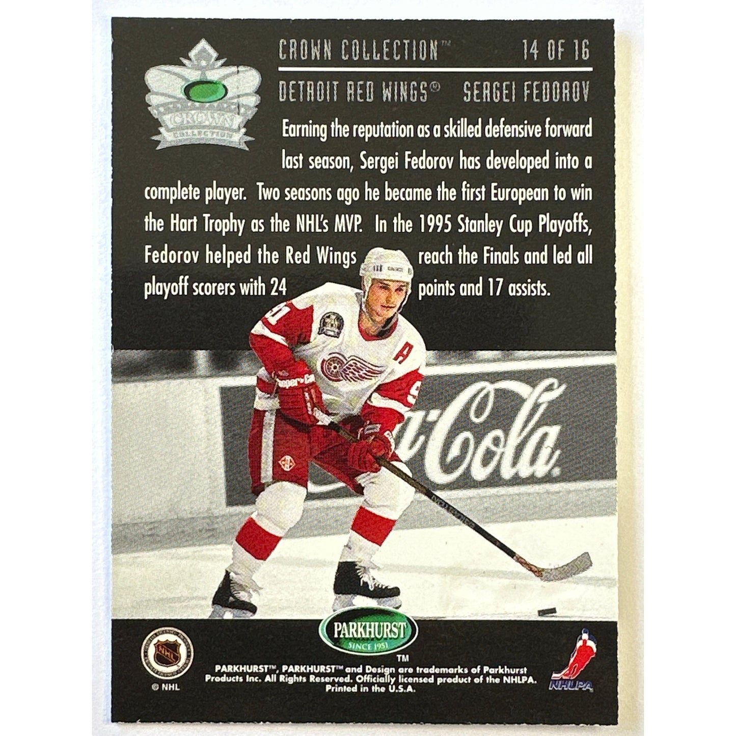 1995-96 Parkhurst Sergei Fedorov Crown Collection | Local Legends Cards & Collectibles