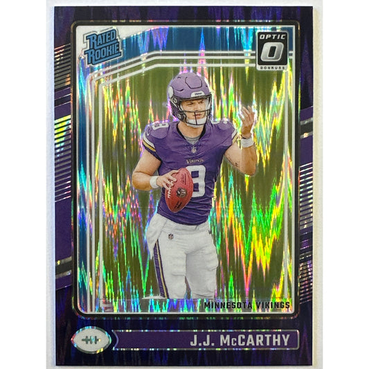 2024 Donruss Optic J.J. McCarthy Purple Shock Rated Rookie | Local Legends Cards & Collectibles