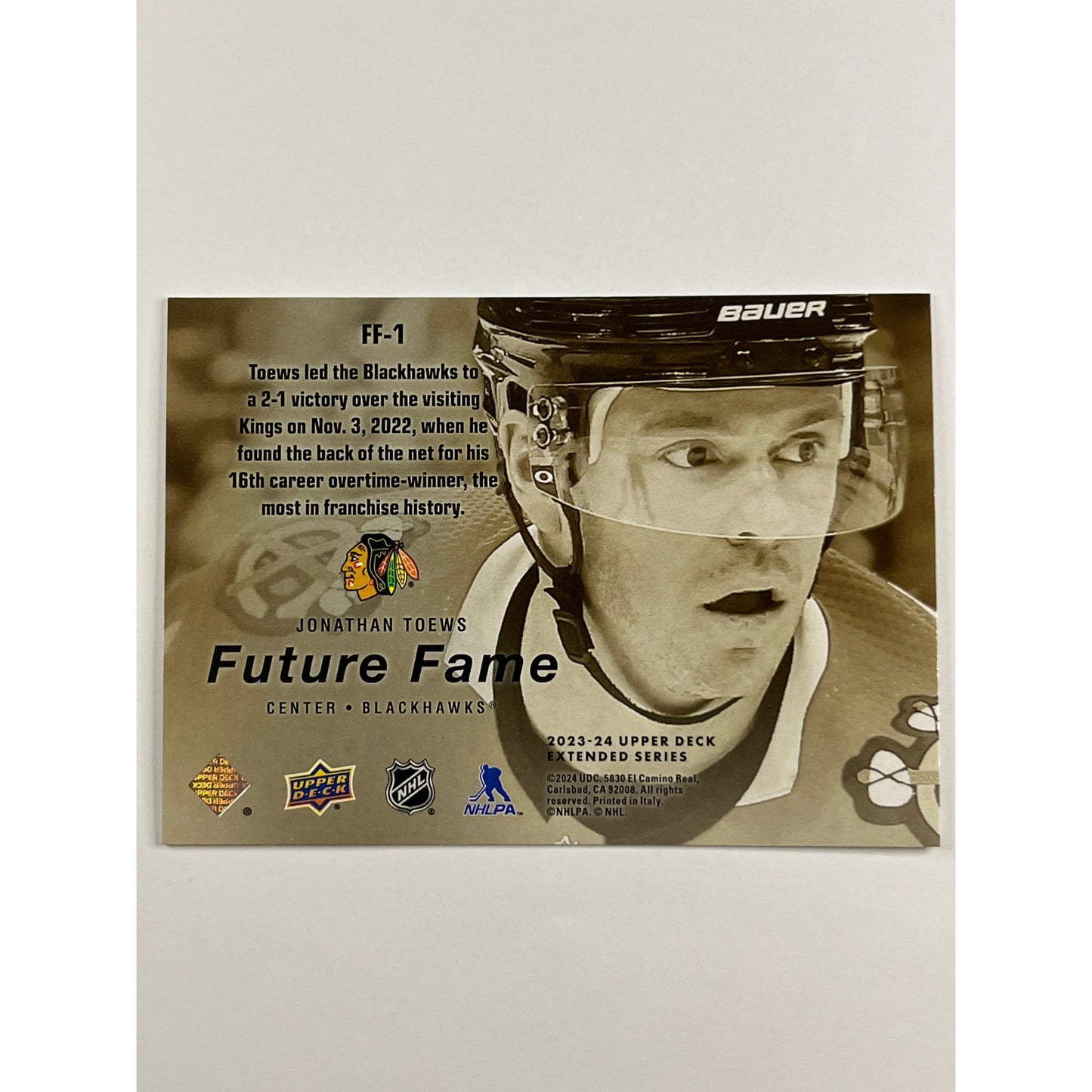 2023-24 Extended Series Jonathan Toews Future Fame HoloGrFx