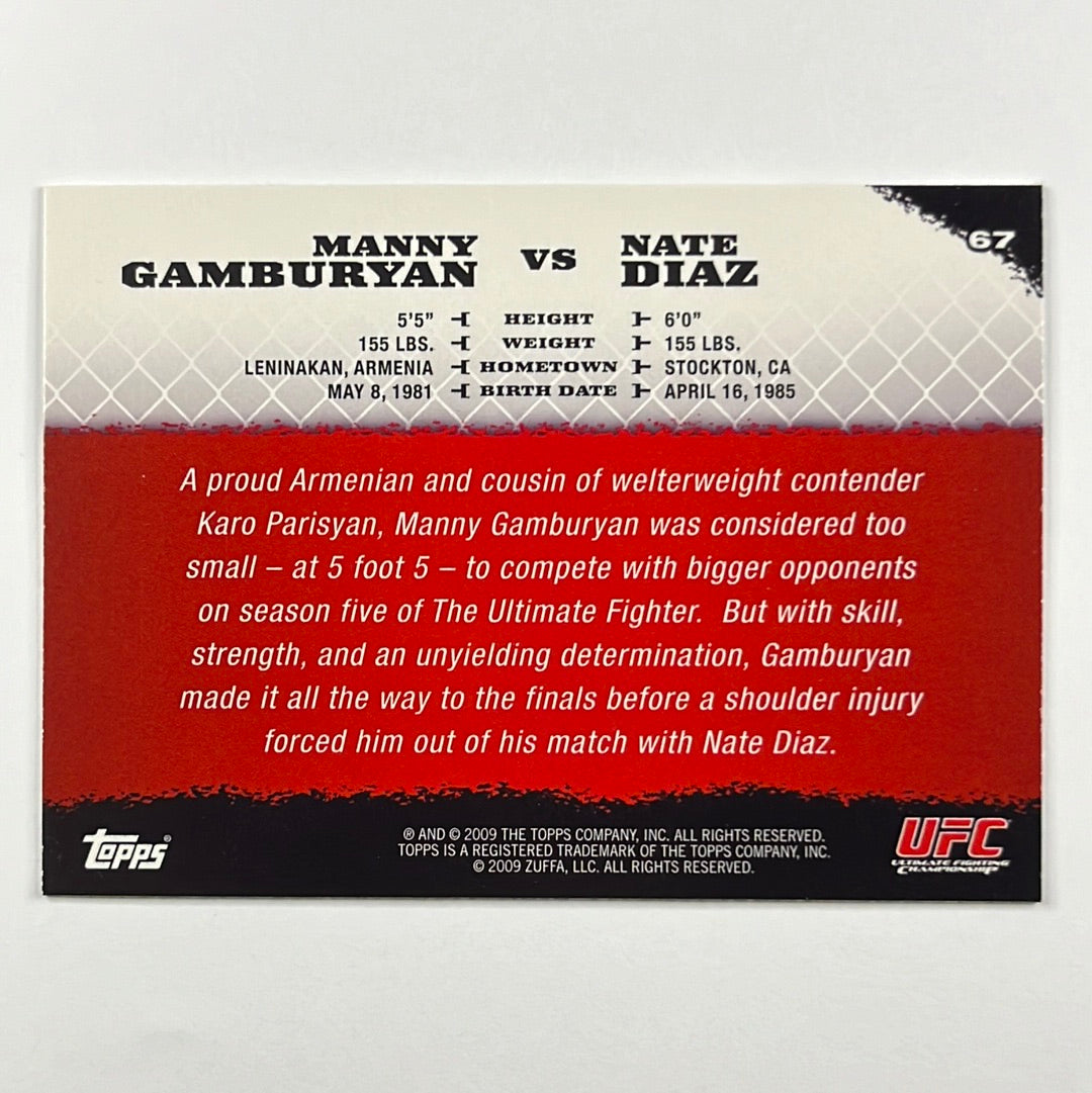 2009 Topps 1st Round Manny Gamburyan Vs Nate Diaz RC