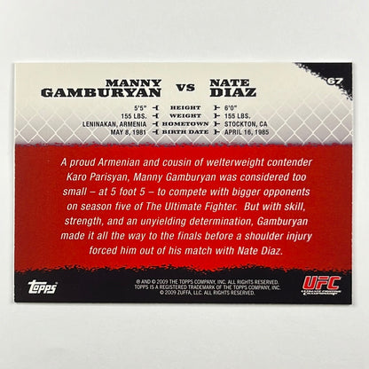 2009 Topps 1st Round Manny Gamburyan Vs Nate Diaz RC