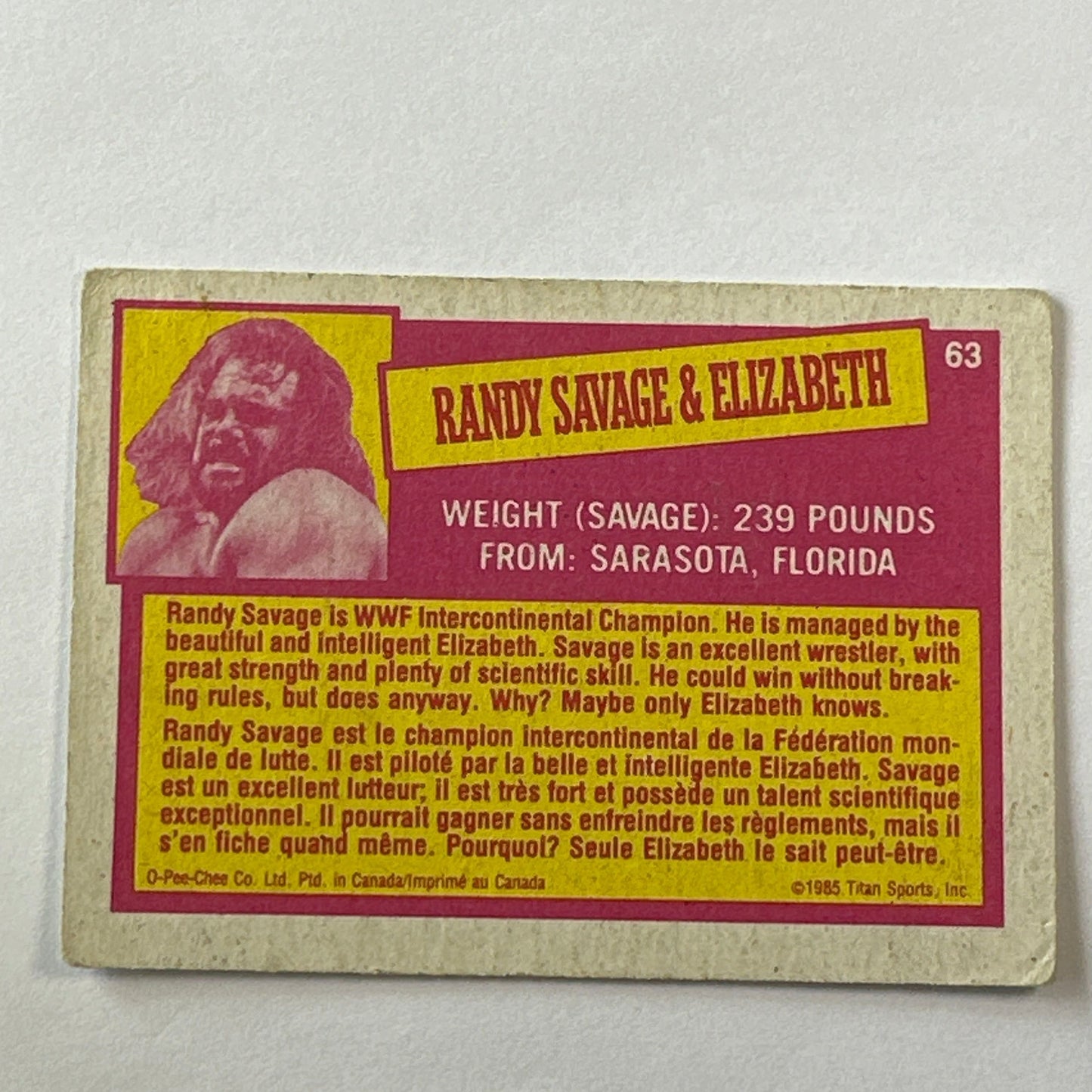 1985 Titan Sports Randy “Macho Man” Savage & “Miss” Elizabeth Dual RC | Local Legends Cards & Collectibles