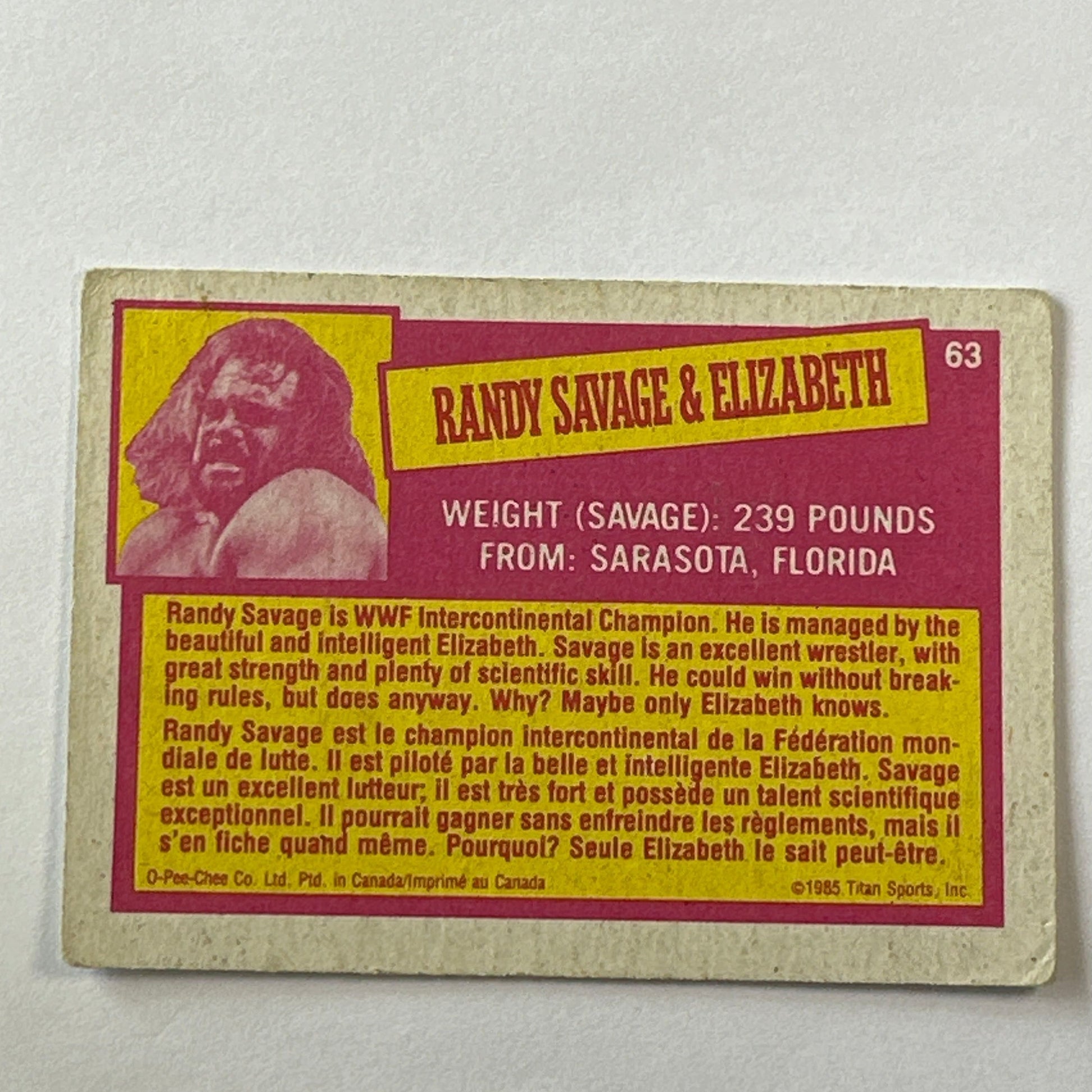 1985 Titan Sports Randy “Macho Man” Savage & “Miss” Elizabeth Dual RC | Local Legends Cards & Collectibles