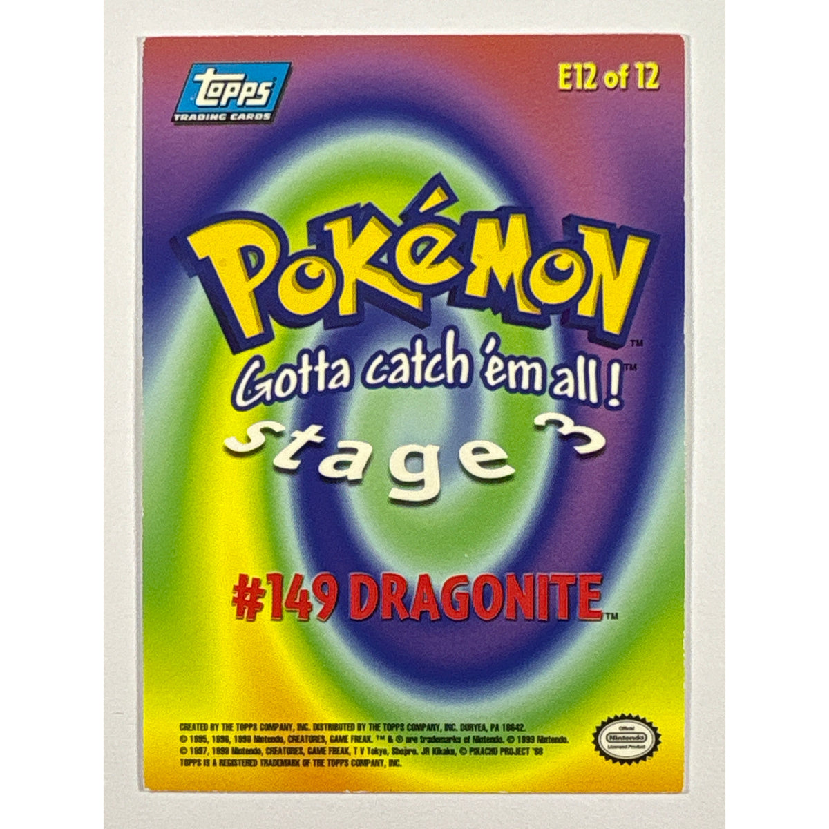 Topps Dragonite Holo Foil E12 of 12