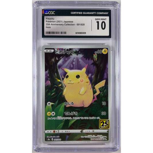 Pikachu 25th Anniversary Collection Holo 001/028 CGC 10 GEM MINT Japanese | Local Legends Cards & Collectibles