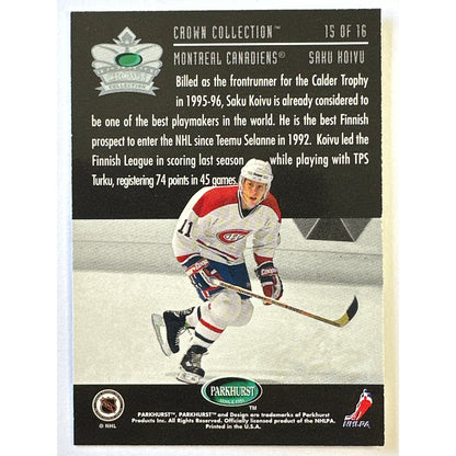 1995-96 Parkhurst Saku Koivu Crown Collection | Local Legends Cards & Collectibles