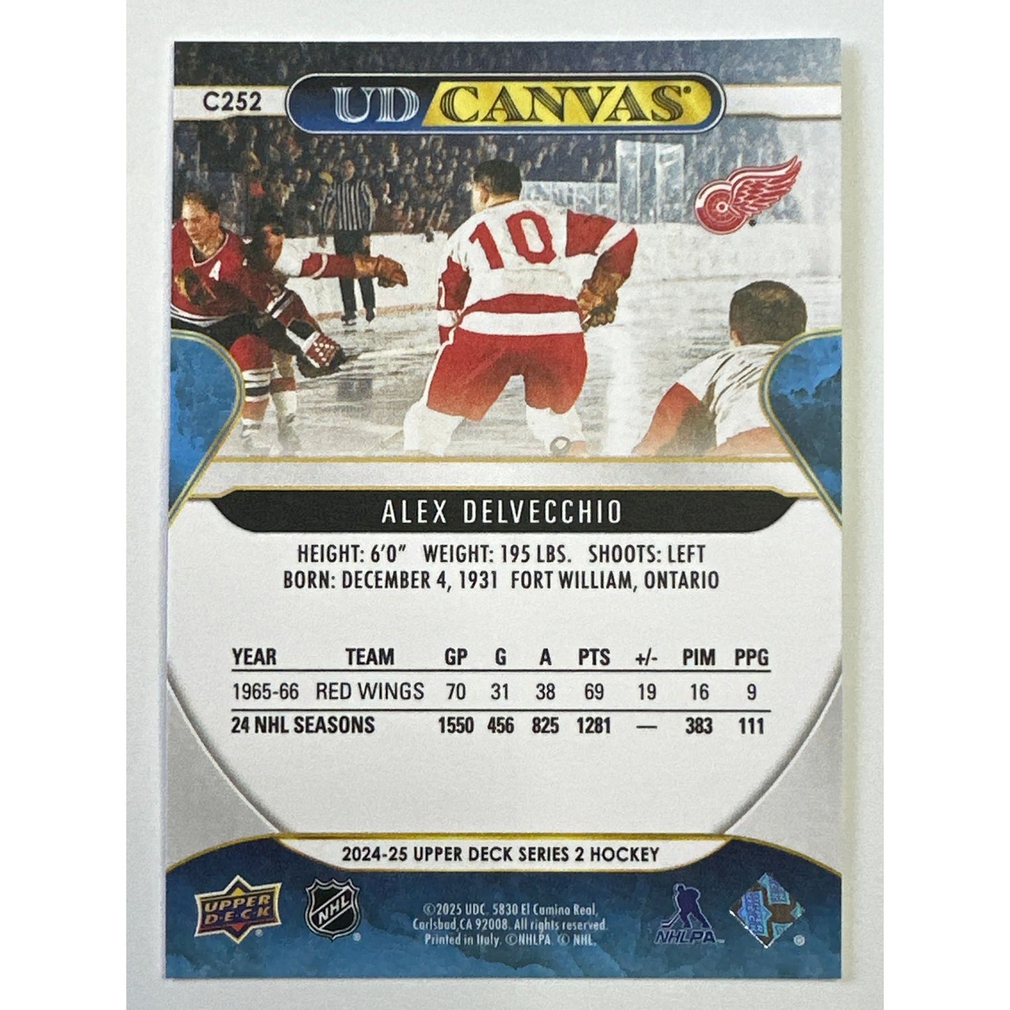 2024-25 Series 2 Alex Delvecchio UD Canvas | Local Legends Cards & Collectibles