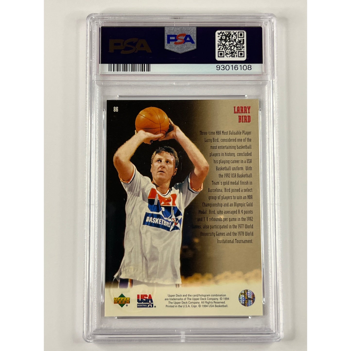 1994 Upper Deck USA Larry Bird Gold Medal PSA 9 MINT