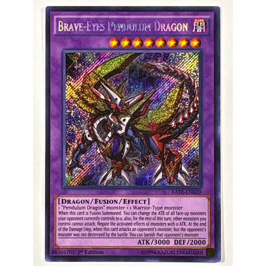 1st Edition Brave-Eyes Pendulum Dragon Secret Rare RATE-EN039 | Local Legends Cards & Collectibles