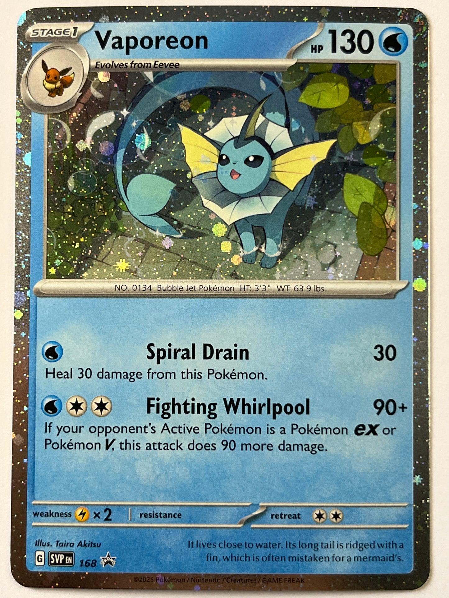 Vaporeon Holo Black Star Promo 168