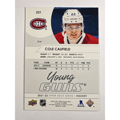 2020-21 Upper Deck Series 1 Cole Caufield Young Guns
