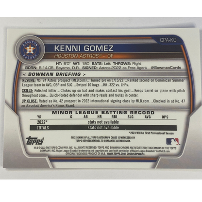 2023-24 Topps Bowman 1st Chrome Kenni Gomez Auto | Local Legends Cards & Collectibles