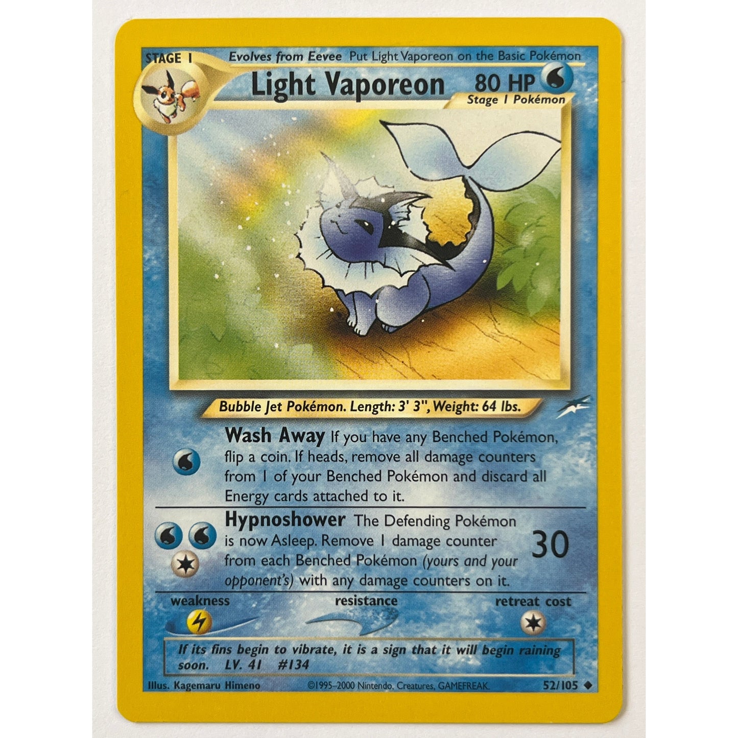 Light Vaporeon Non Holo Uncommon 52/105