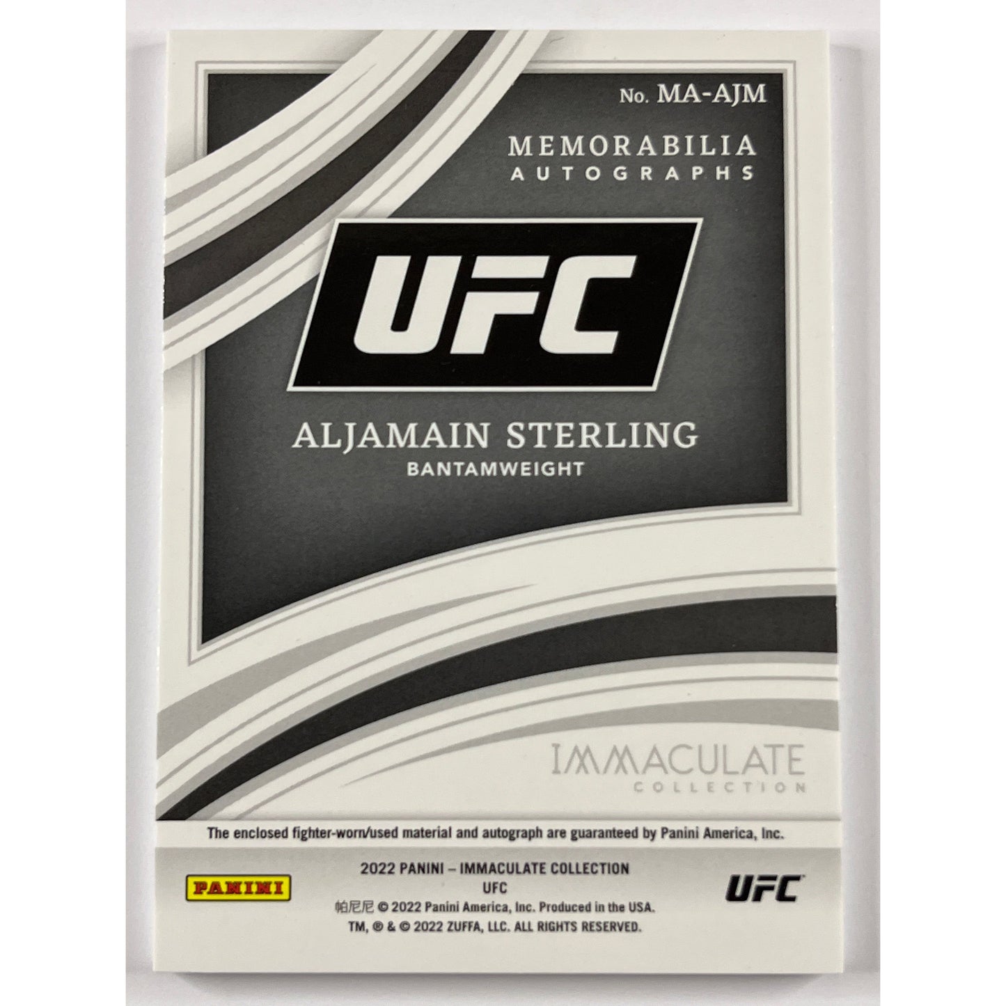 2022 Immaculate Collection Aljamain Sterling Memorabilia Autographs 50/99