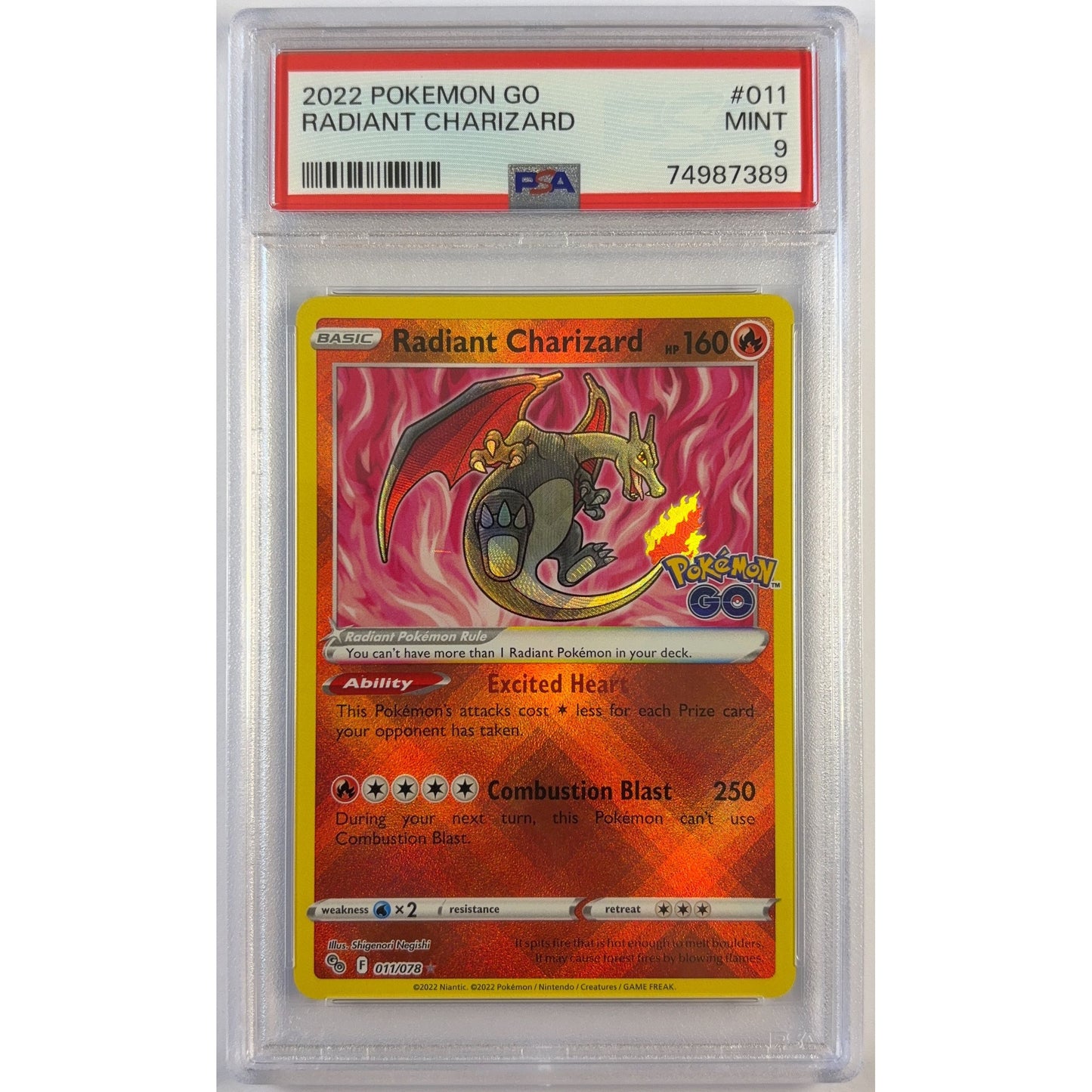 Radiant Charizard Holo Rare 011/078 PSA 9 MINT