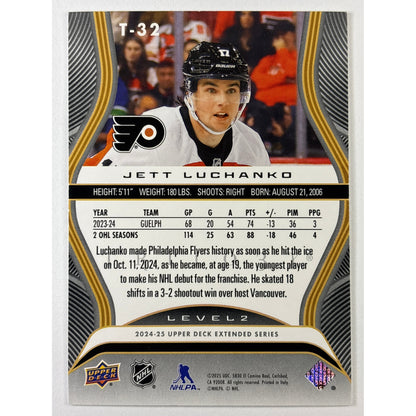 2024-25 Upper Deck Extended Series Jett Luchanko Rookie Premiers Level 2 /499 | Local Legends Cards & Collectibles