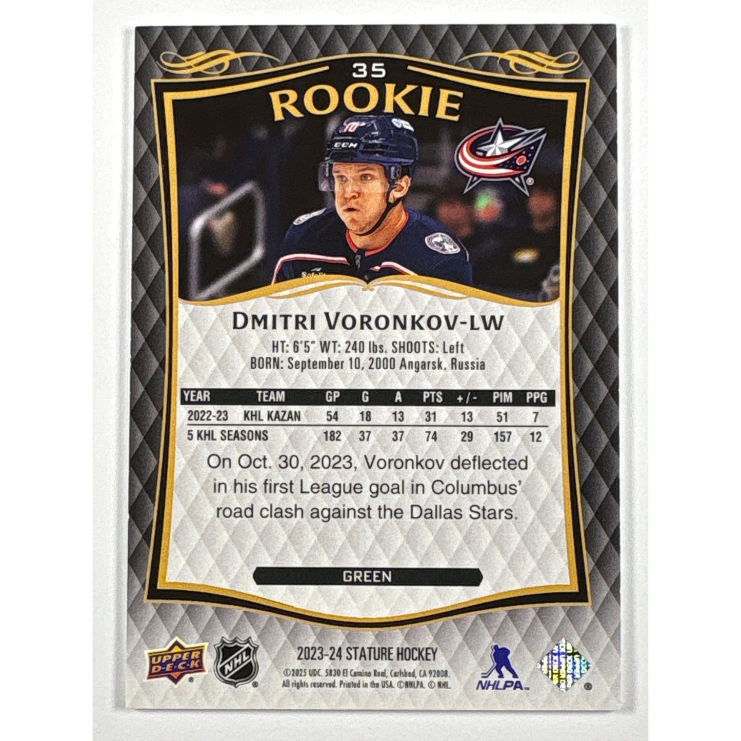 2023-24 Stature Dmitri Voronkov Rookie /375 | Local Legends Cards & Collectibles