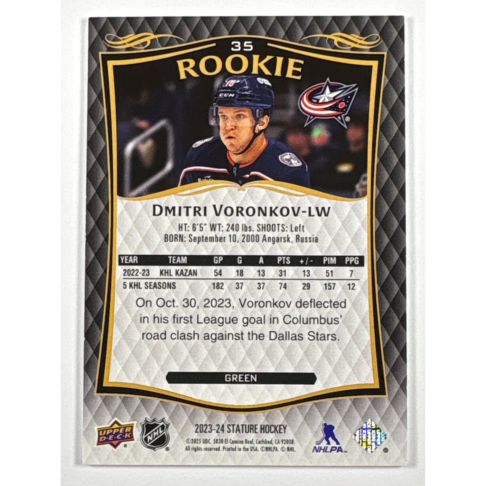 2023-24 Stature Dmitri Voronkov Rookie /375 | Local Legends Cards & Collectibles