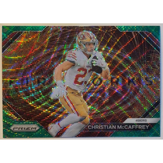 2023 Prizm Christian McCaffrey Fireworks Green Wave Prizm | Local Legends Cards & Collectibles