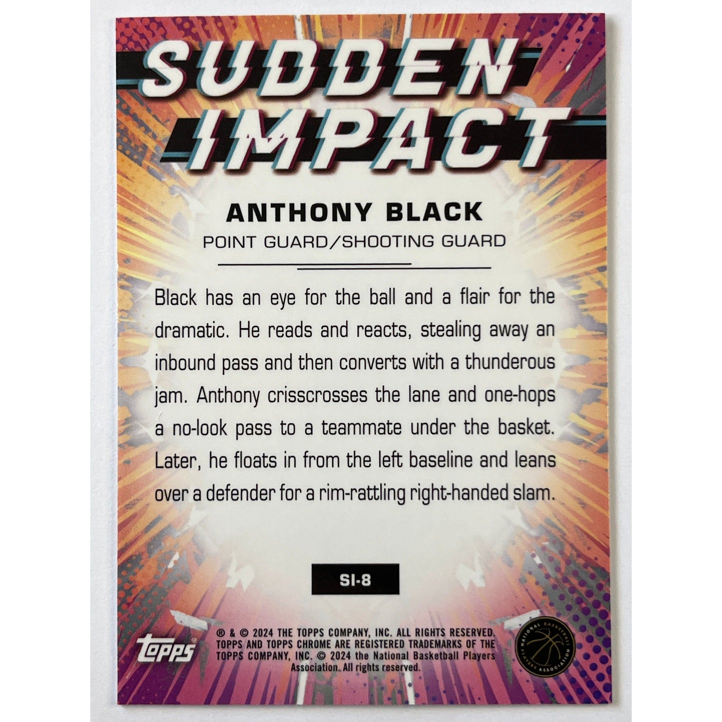 2024 Topps Chrome Anthony Black Sudden Impact Refractor