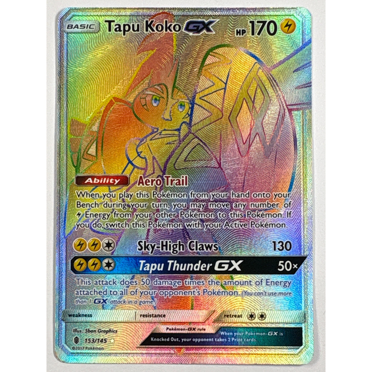 Tapu Koko GX Holo Rainbow Secret Rare 153/145