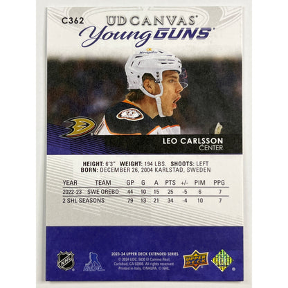 2023-24 Upper Deck Extended Series Leo Carlsson UD Canvas Young Guns