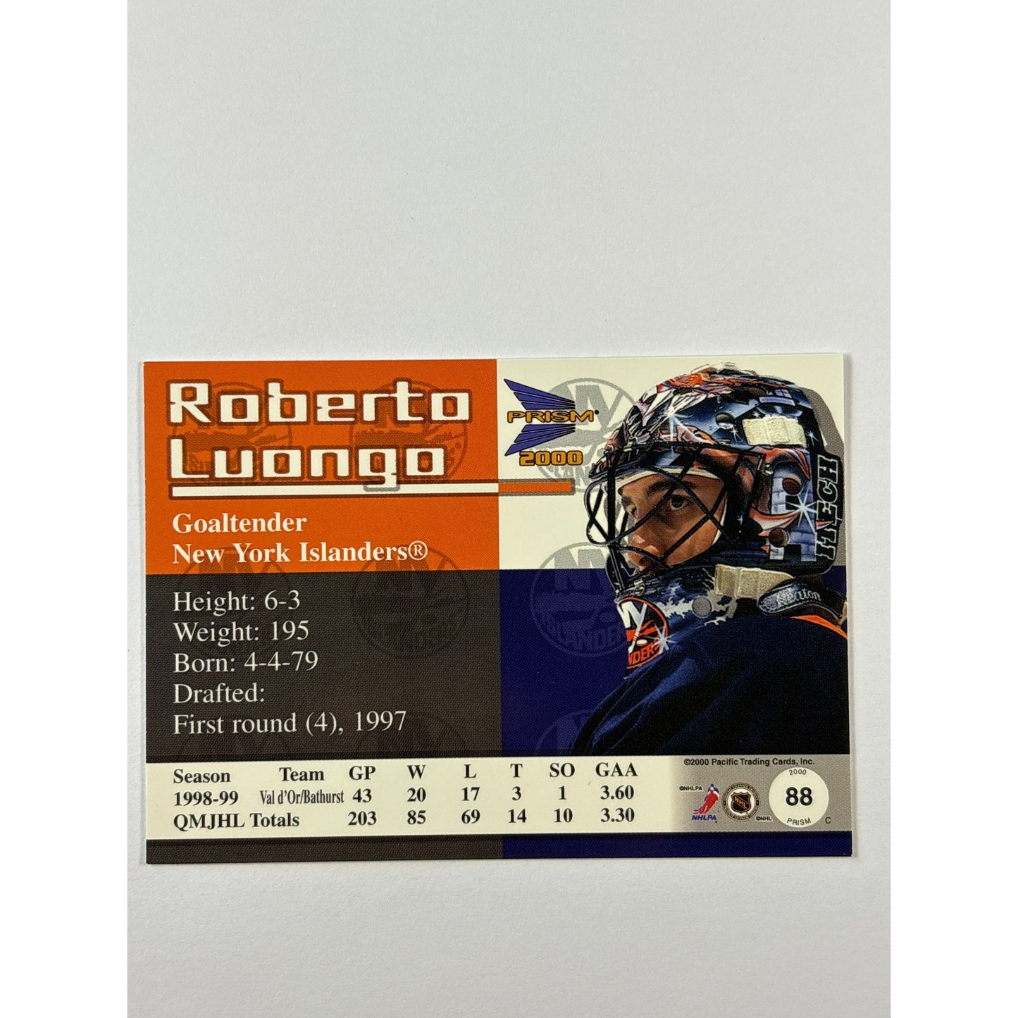 1999-2000 Prism Roberto Luongo RC | Local Legends Cards & Collectibles
