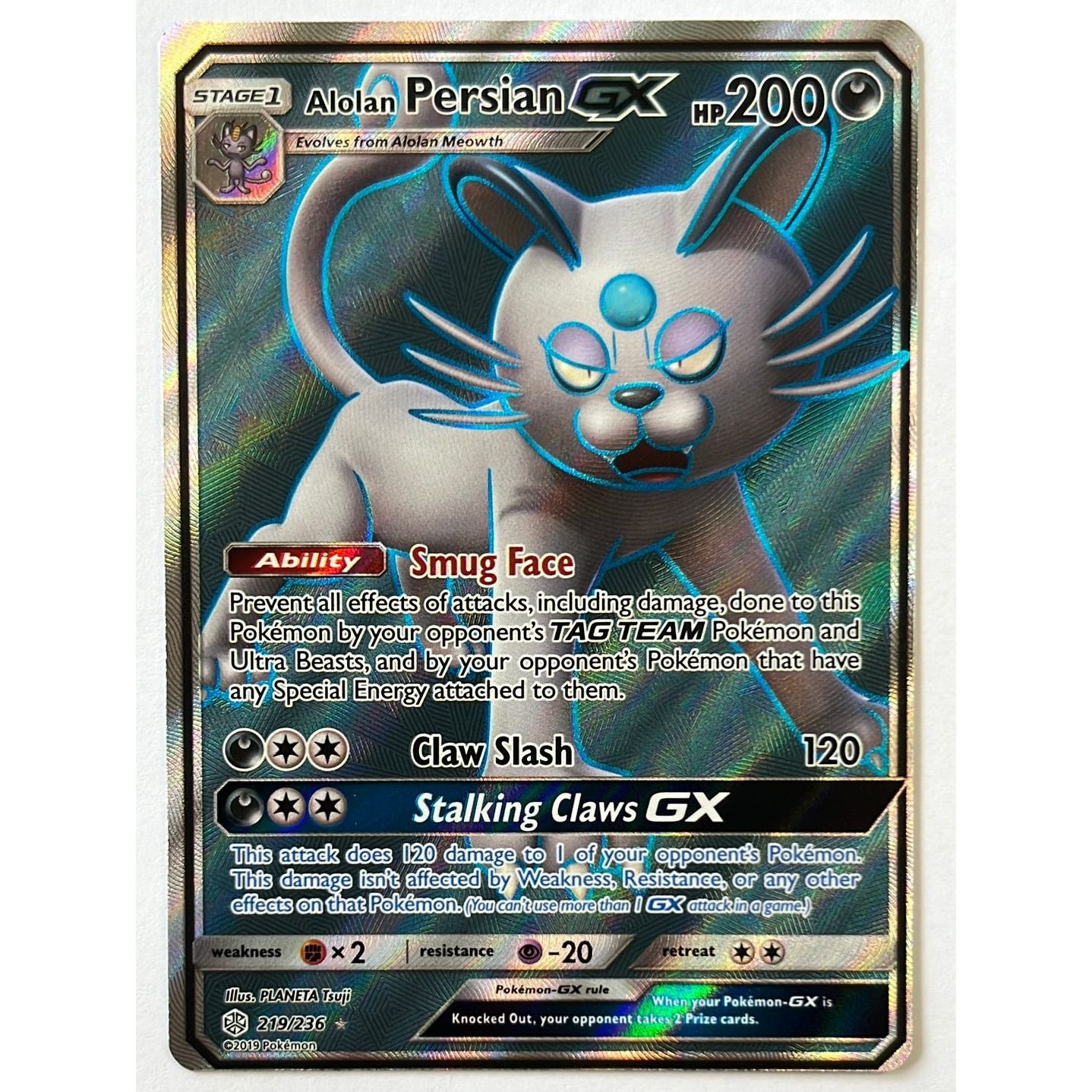 Alolan Persian GX Holo Ultra Rare 219/236