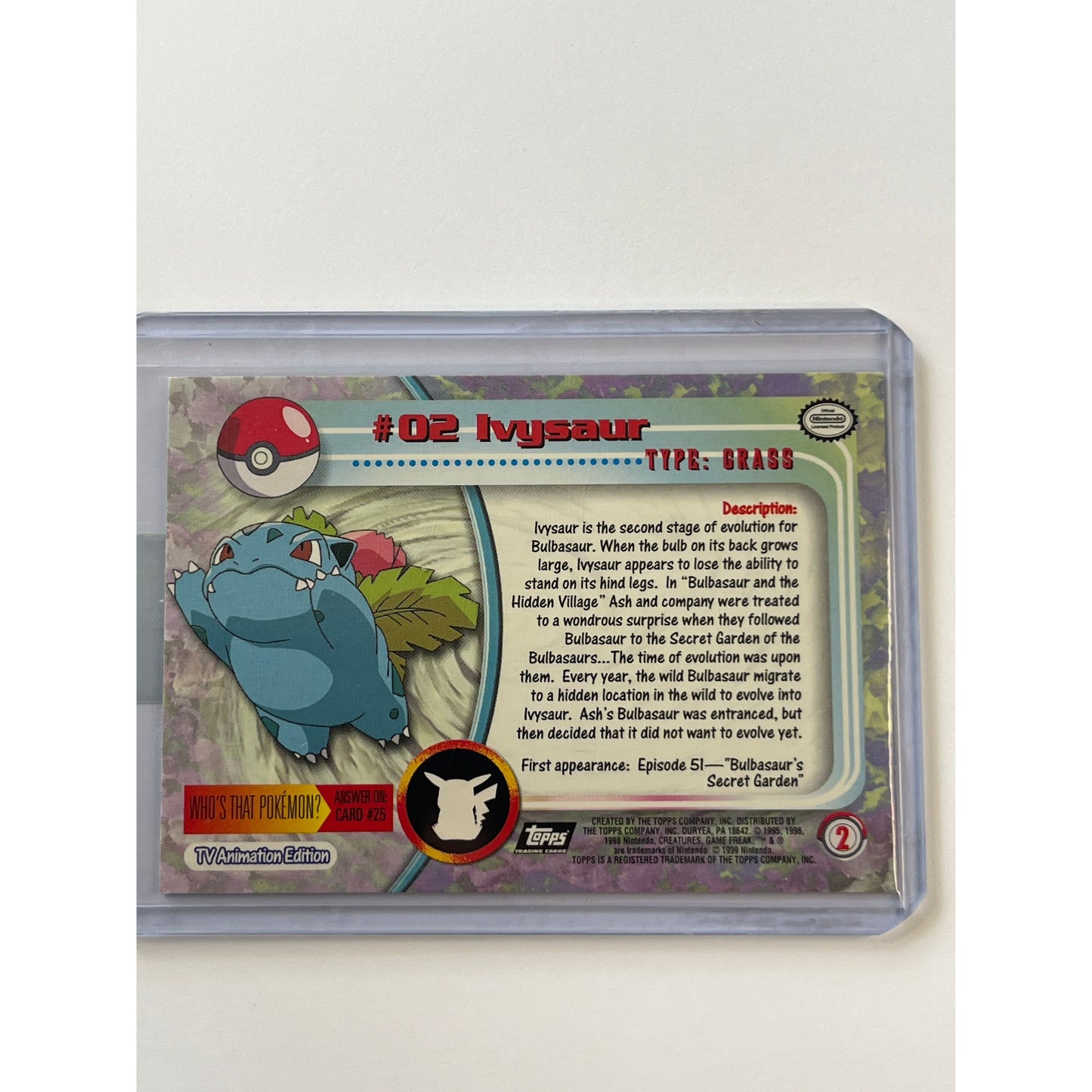 1999 Topps Ivysaur Textured Holo #2