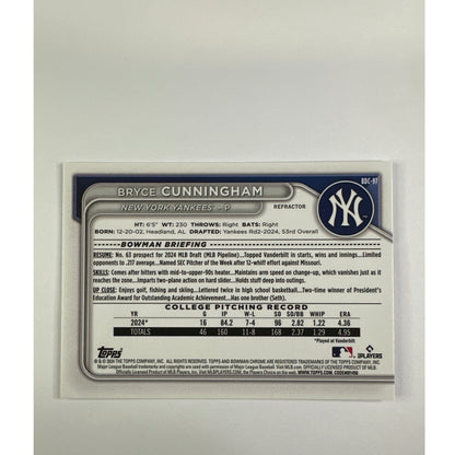 2024 Bowman Chrome Bryce Cunningham Bowman 1st Refractor | Local Legends Cards & Collectibles