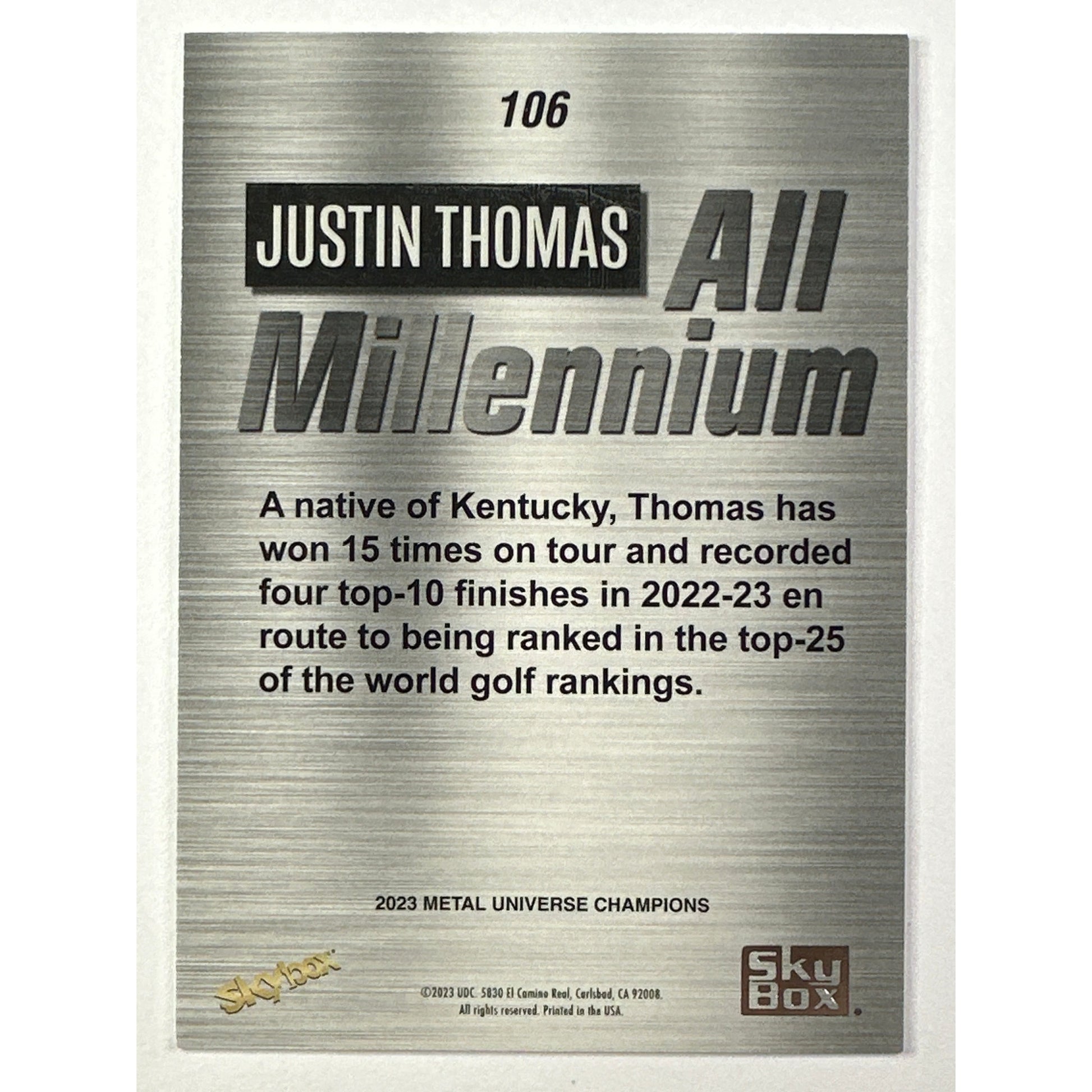 2023 Metal Universe Justin Thomas All Millennium | Local Legends Cards & Collectibles