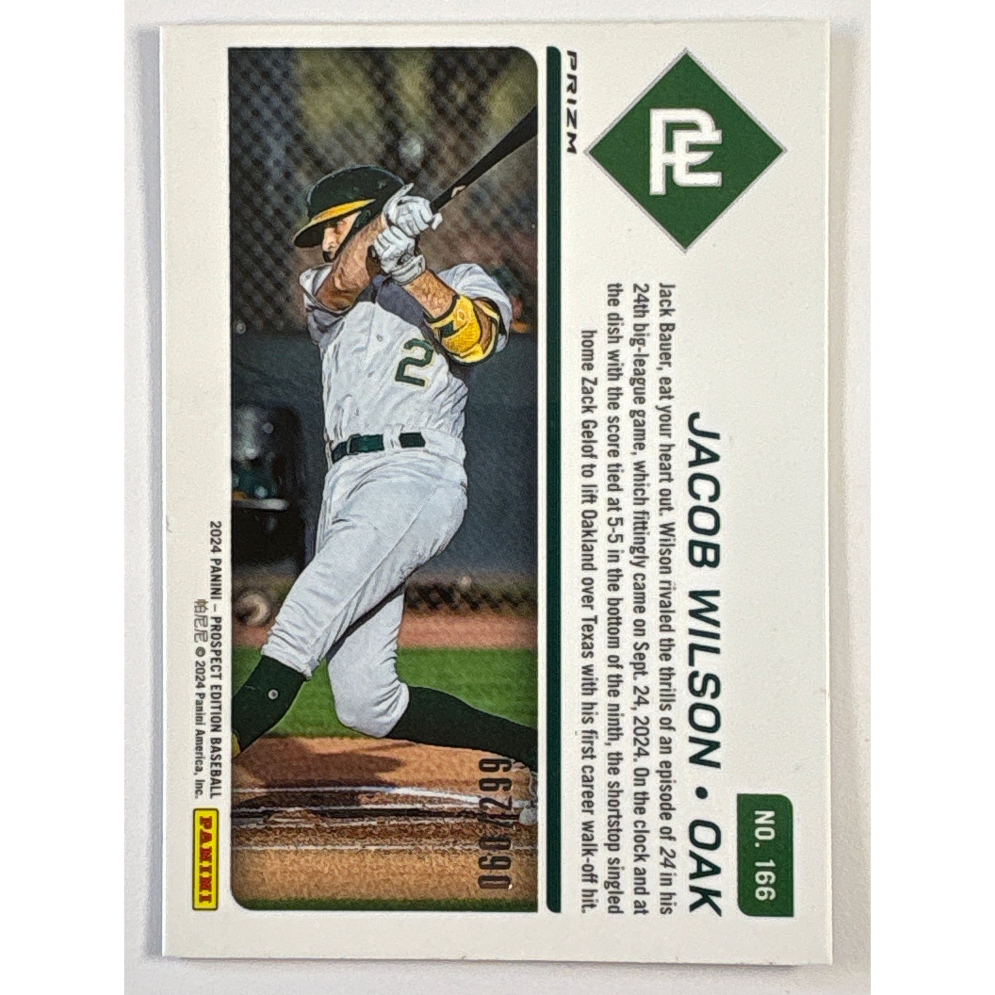 2024 Panini Prospect Edition Jacob Wilson Cracked Ice Prospect Ticket RC /299 | Local Legends Cards & Collectibles