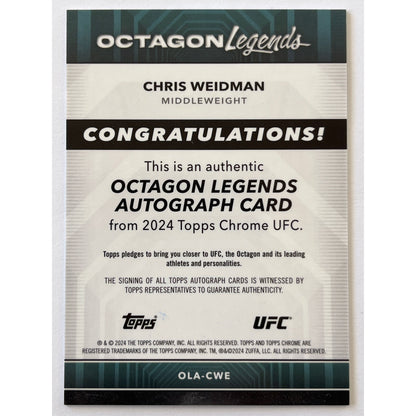 2024 Topps Chrome Chris Weidman Octagon Legends Auto