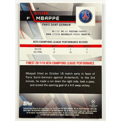 2018-19 Topps Finest Kylian Mbappe 2nd Year