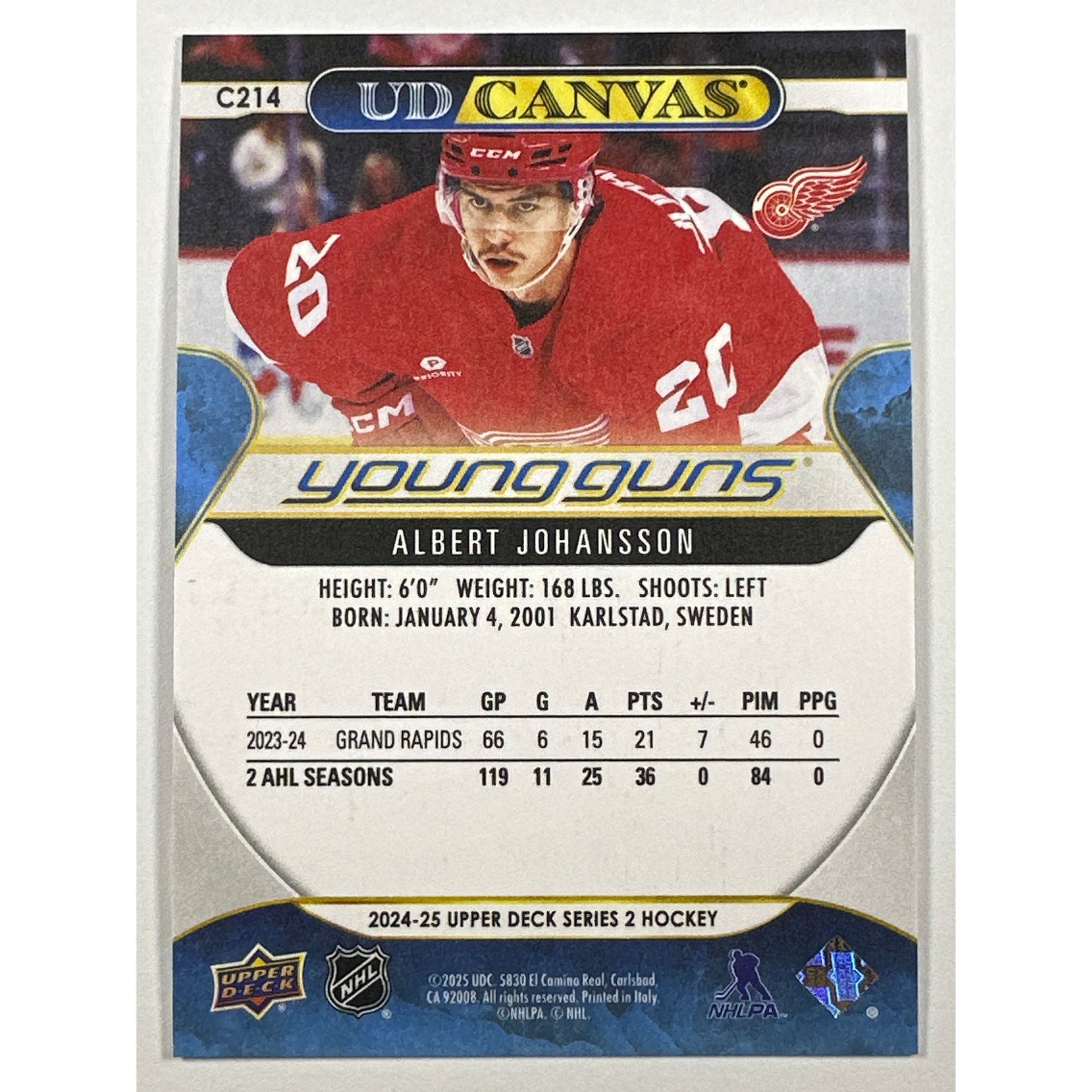 2024-25 Series 2 Albert Johansson UD Canvas Young Guns | Local Legends Cards & Collectibles