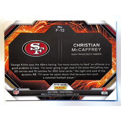2023 Prizm Christian McCaffrey Fireworks Green Wave Prizm | Local Legends Cards & Collectibles