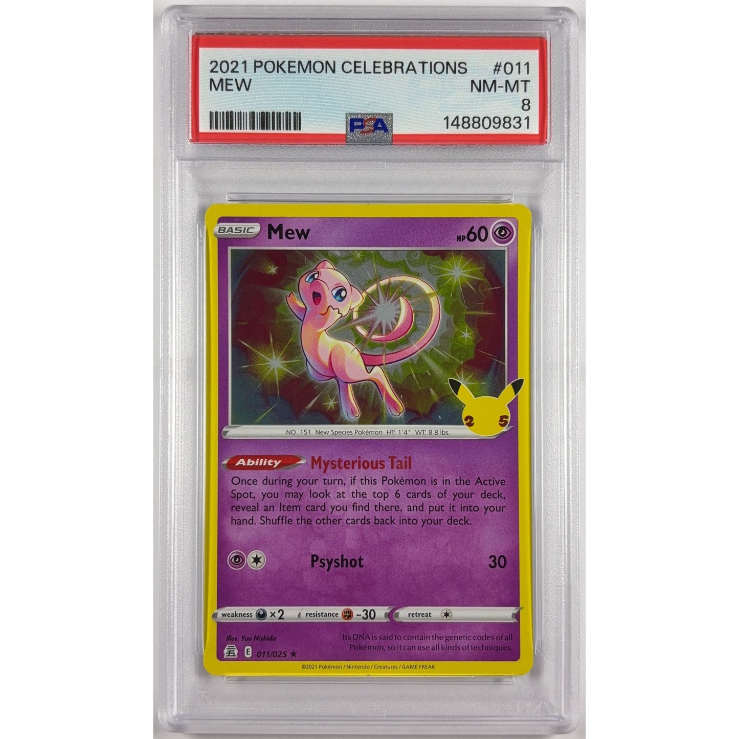 Mew Celebrations Holo Rare 011/025 PSA 8 NEAR MINT - MINT