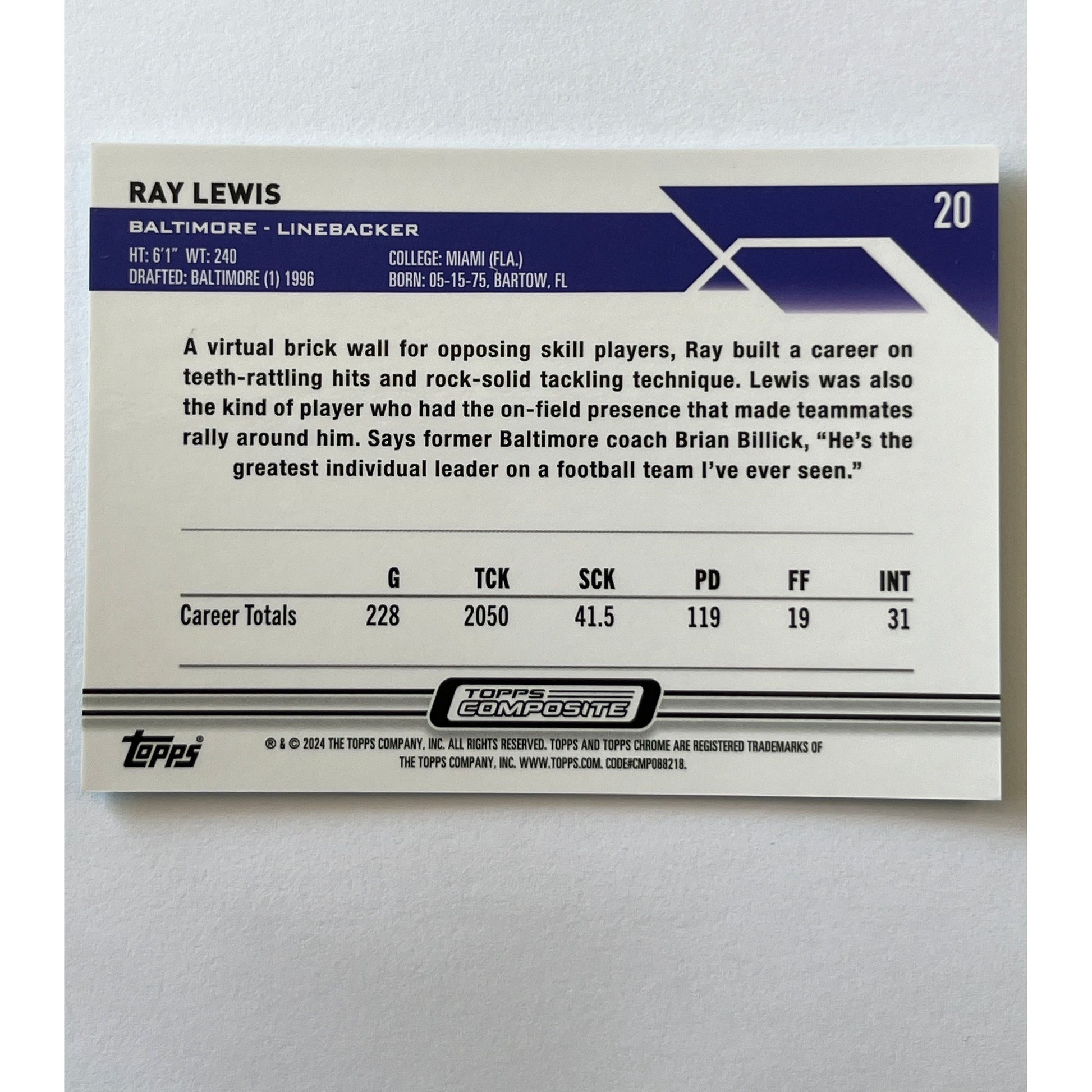 2024 Topps Chrome Ray Lewis Aqua Refractor /175 | Local Legends Cards & Collectibles