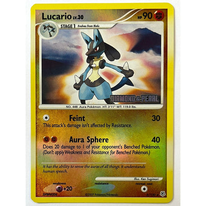 *Stamped Diamond and Pearl Lucario Reverse Holo Rare 6/130