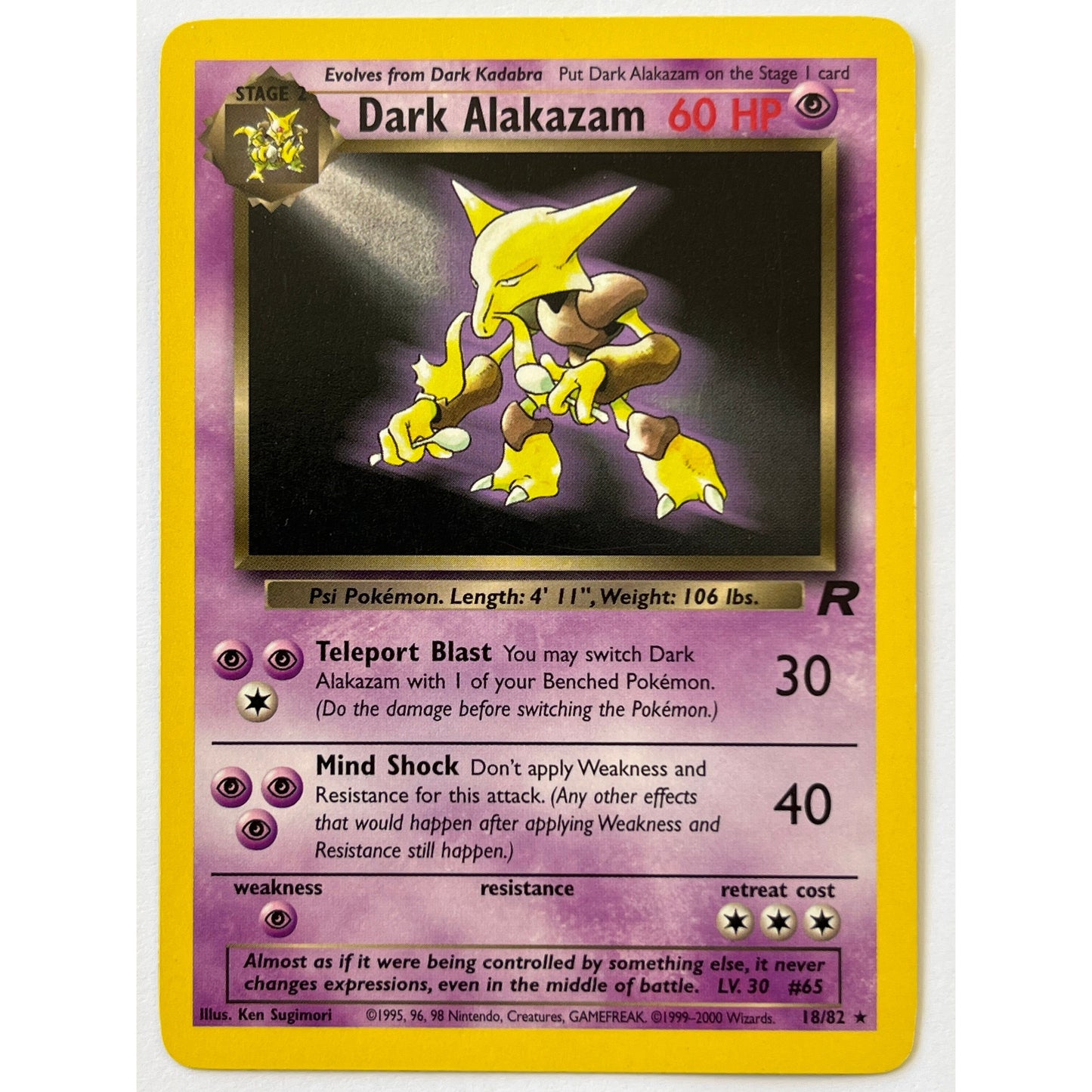 Dark Alakazam Non Holo Rare 18/82