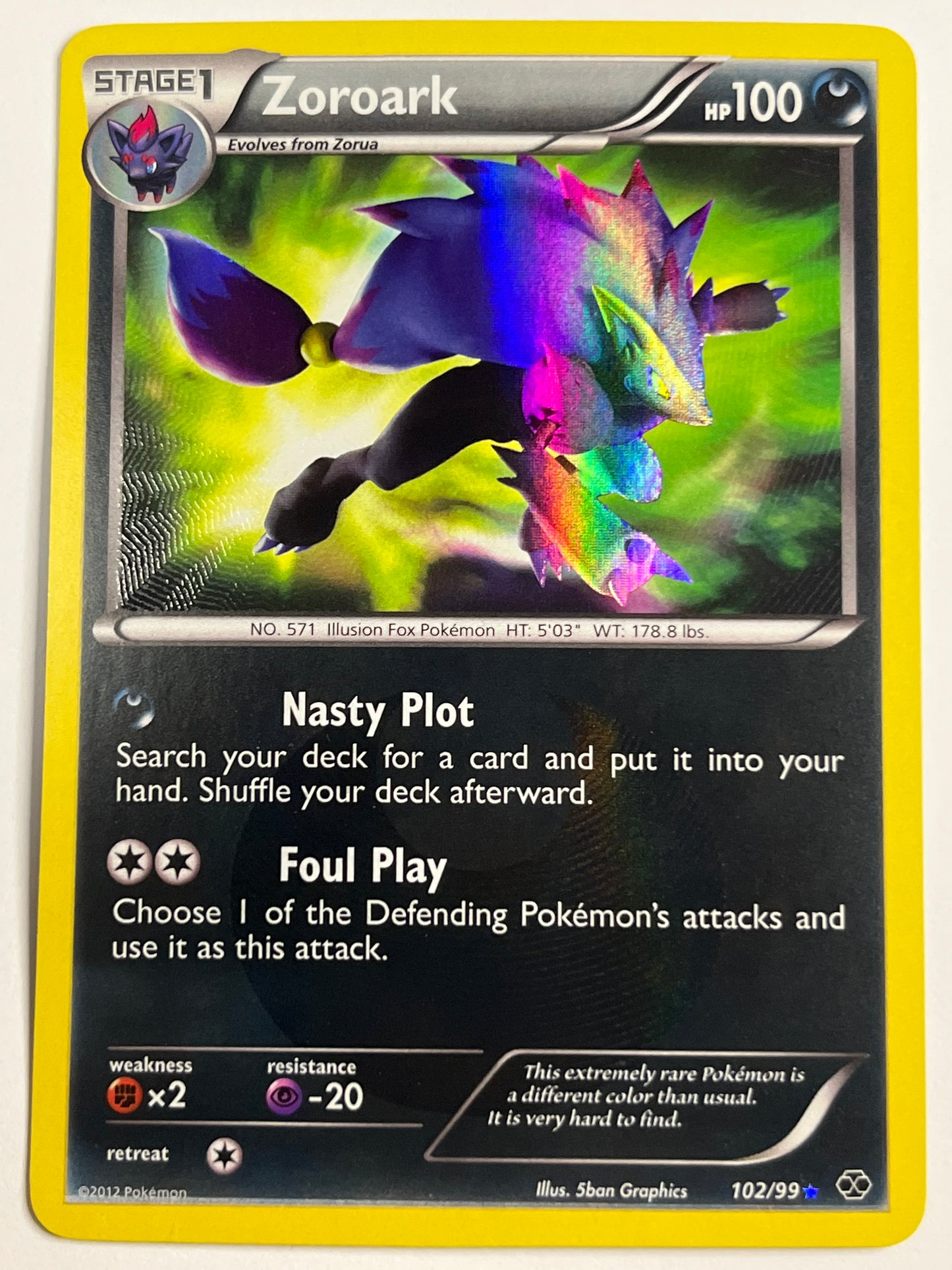 Zoroark Holo Secret Rare 102/99