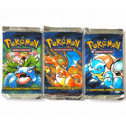 Pokémon 1999 WOTC Base Set Unlimited Edition 3 Pack Art Set w/ 2 HEAVY Packs