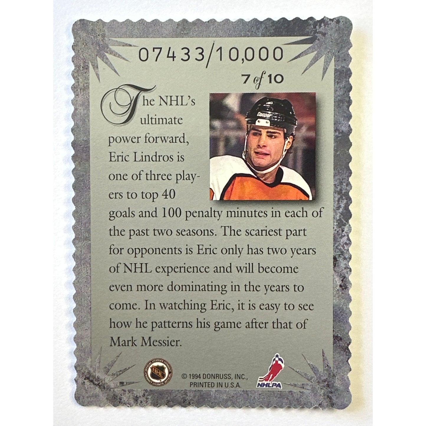 1994-95 Donruss Elite Series Eric Lindros /10,000 | Local Legends Cards & Collectibles