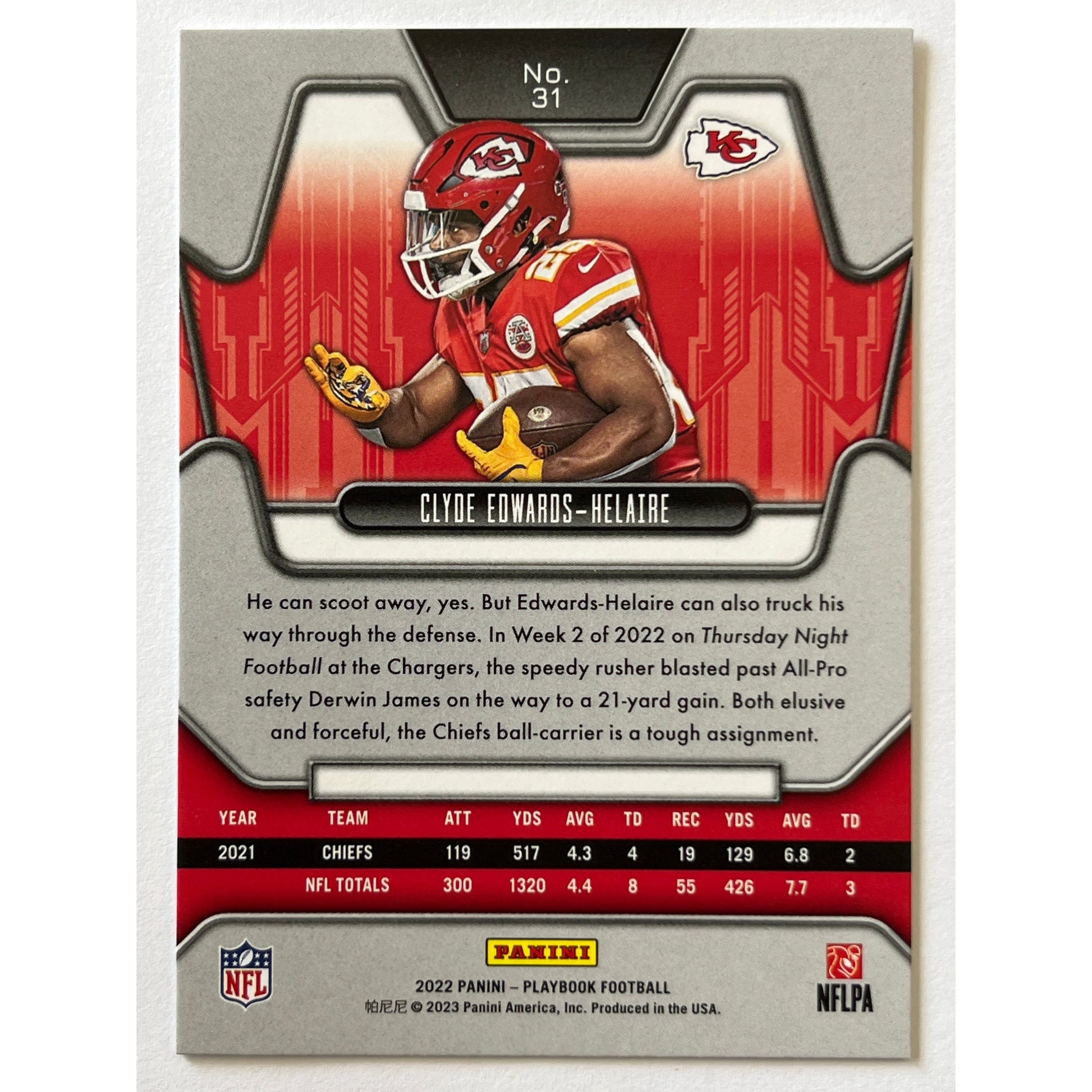2022 Playbook Clyde Edwards-Helaire Gold Foil /49 | Local Legends Cards & Collectibles