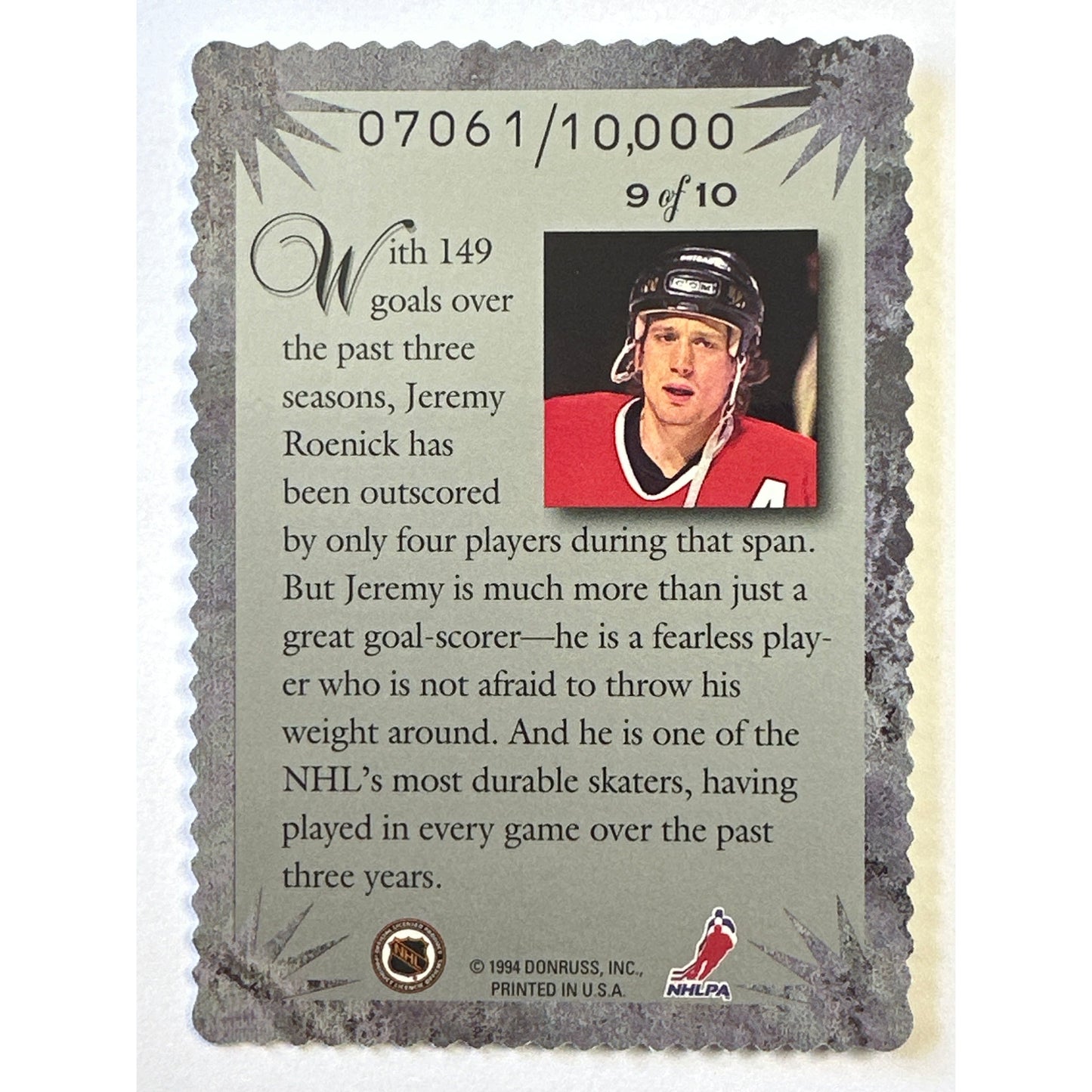 1994-95 Donruss Elite Series Jeremy Roenick /10,000 | Local Legends Cards & Collectibles