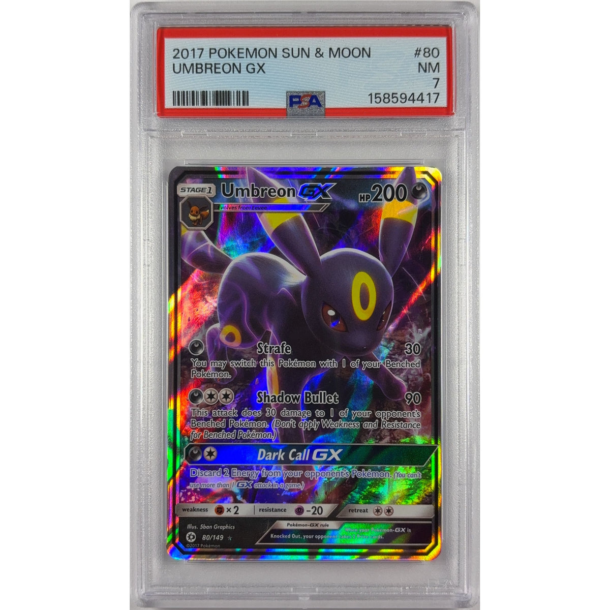 Umbreon Holo Ultra Rare 80/149 PSA 7 NEAR MINT