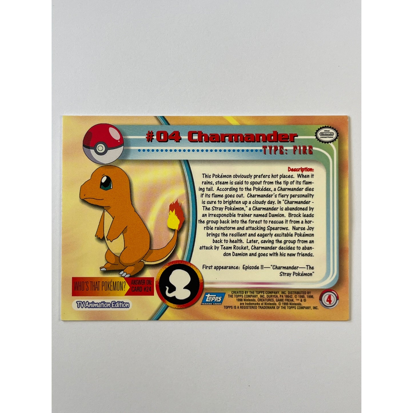 1999 Topps Charmander Non Holo #4